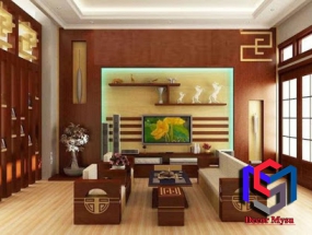 Nội Thất Phòng Khách Gỗ Kèm Sofa